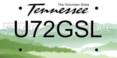 U72GSL Tennessee License Plate