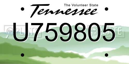 U759805 Tennessee License Plate