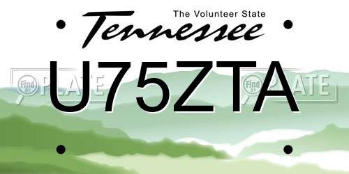 U75ZTA Tennessee License Plate