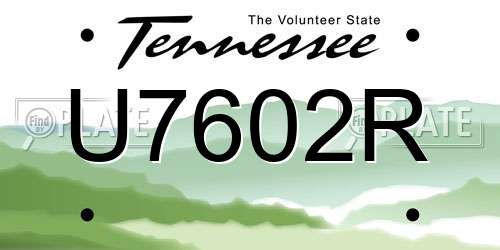 U7602R Tennessee License Plate