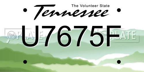 U7675F Tennessee License Plate