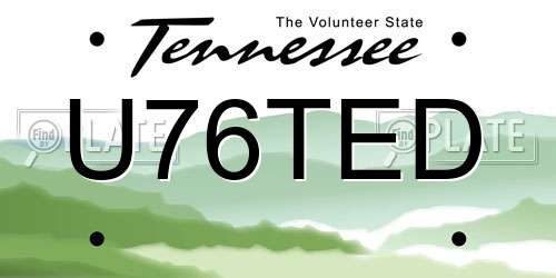 U76TED Tennessee License Plate