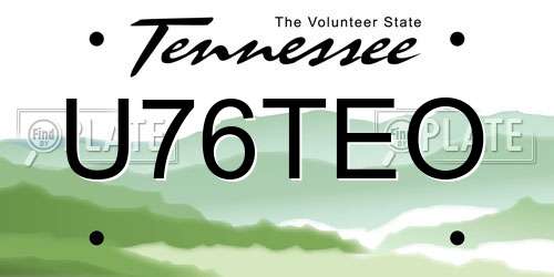 U76TEO Tennessee License Plate