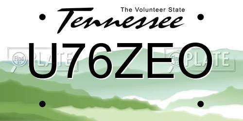 U76ZEO Tennessee License Plate