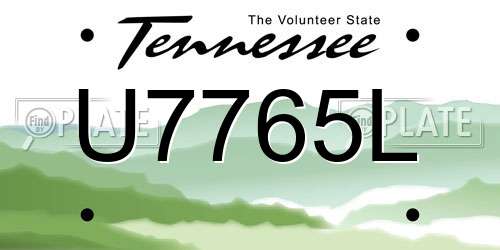 U7765L Tennessee License Plate