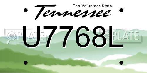U7768L Tennessee License Plate