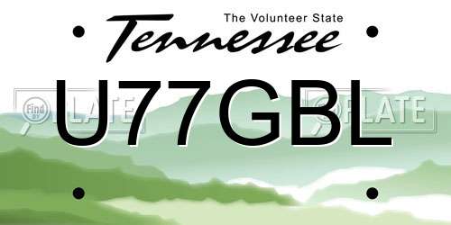 U77GBL Tennessee License Plate