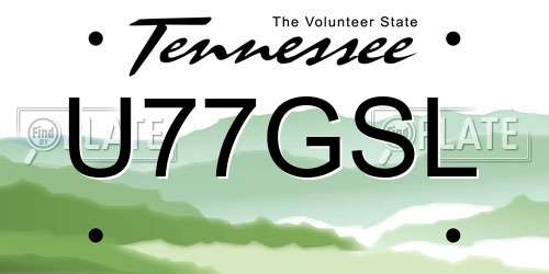 U77GSL Tennessee License Plate