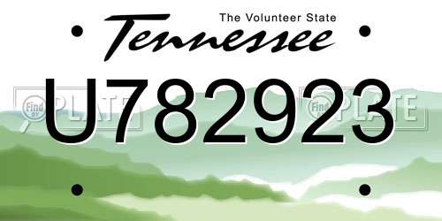 U782923 Tennessee License Plate