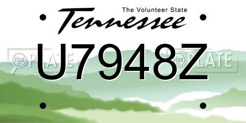 U7948Z Tennessee License Plate