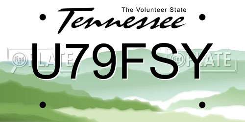 U79FSY Tennessee License Plate