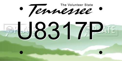 U8317P Tennessee License Plate