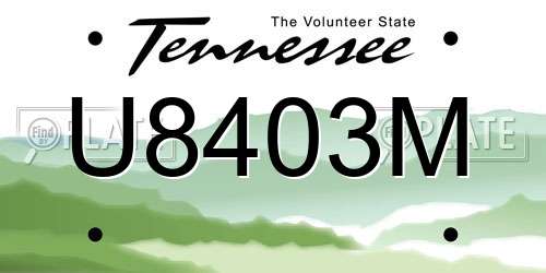 U8403M Tennessee License Plate