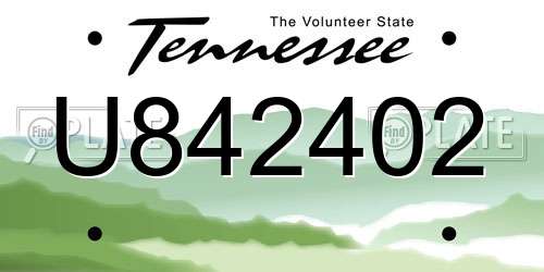 U842402 Tennessee License Plate
