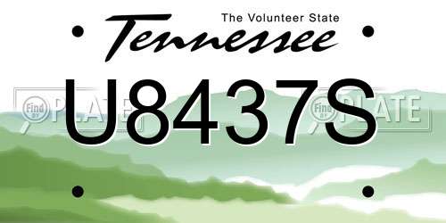 U8437S Tennessee License Plate