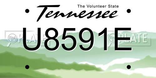 U8591E Tennessee License Plate