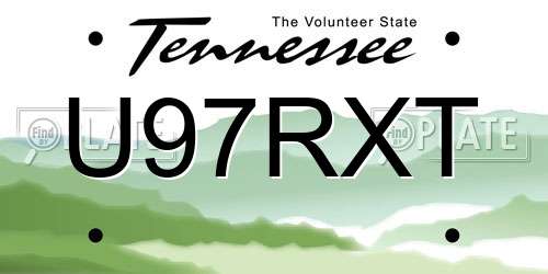 U97RXT Tennessee License Plate