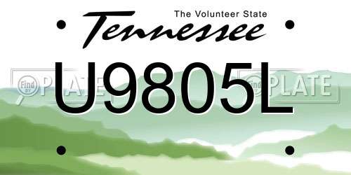 U9805L Tennessee License Plate