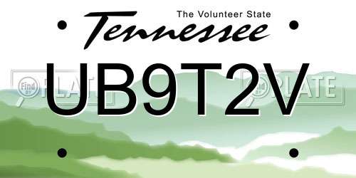 UB9T2V Tennessee License Plate