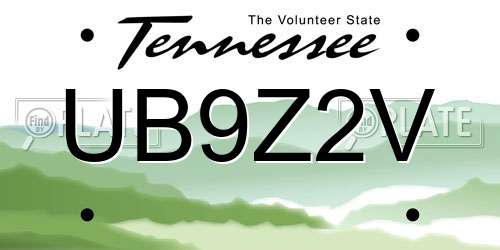 UB9Z2V Tennessee License Plate