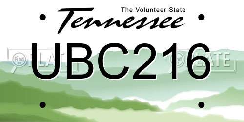 UBC216 Tennessee License Plate