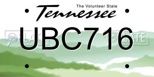 UBC716 Tennessee License Plate