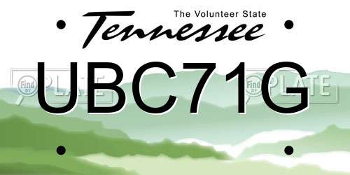 UBC71G Tennessee License Plate