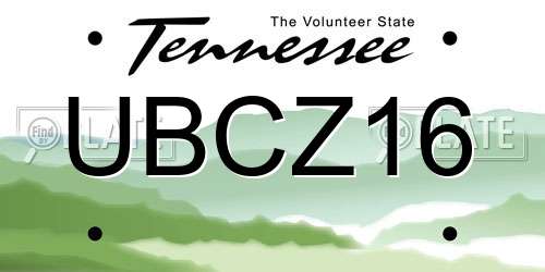 UBCZ16 Tennessee License Plate