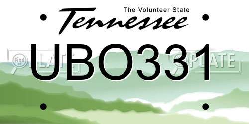 UBO331 Tennessee License Plate