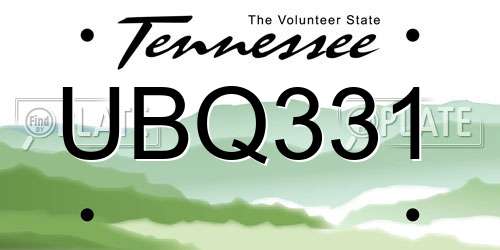 UBQ331 Tennessee License Plate