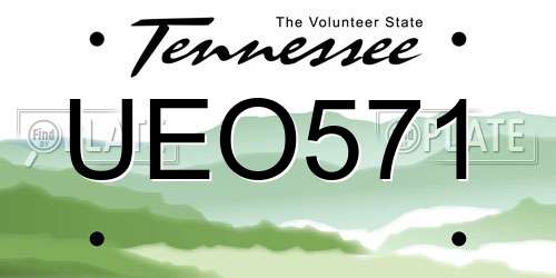 UEO571 Tennessee License Plate