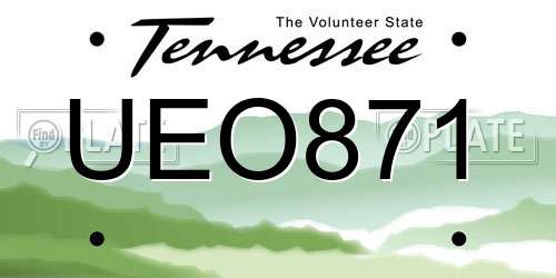 UEO871 Tennessee License Plate