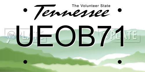 UEOB71 Tennessee License Plate