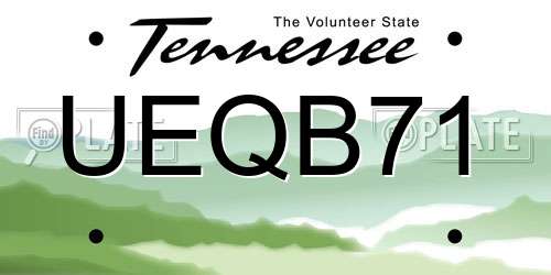 UEQB71 Tennessee License Plate