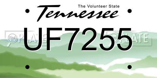 UF7255 Tennessee License Plate