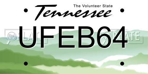 UFEB64 Tennessee License Plate