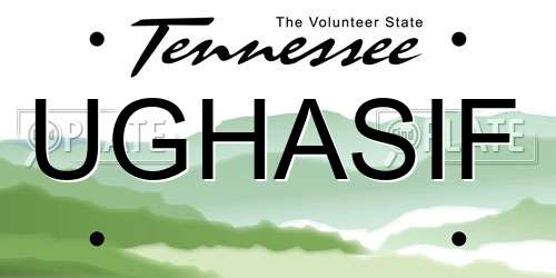 UGHASIF Tennessee License Plate