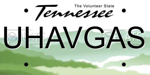 UHAVGAS Tennessee License Plate