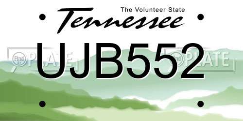 UJB552 Tennessee License Plate