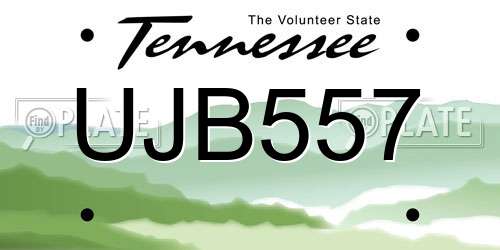 UJB557 Tennessee License Plate