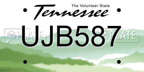 UJB587 Tennessee License Plate