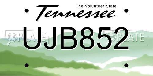 UJB852 Tennessee License Plate
