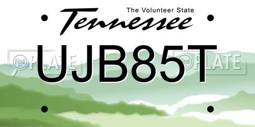 UJB85T Tennessee License Plate