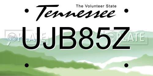 UJB85Z Tennessee License Plate
