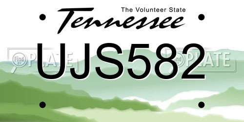 UJS582 Tennessee License Plate