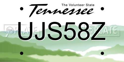UJS58Z Tennessee License Plate