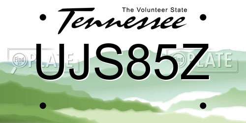 UJS85Z Tennessee License Plate