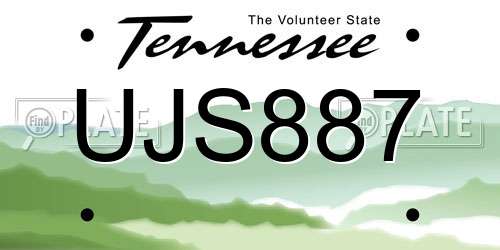 UJS887 Tennessee License Plate
