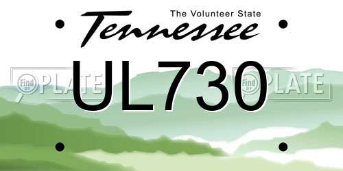 UL730 Tennessee License Plate