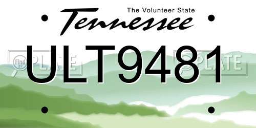 ULT9481 Tennessee License Plate